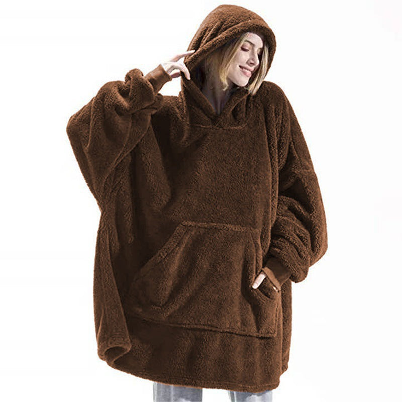 Ultra Soft Comfortable Loose Double sided Plush Hoodie Thickened and Wearable Blanket Couple Goals