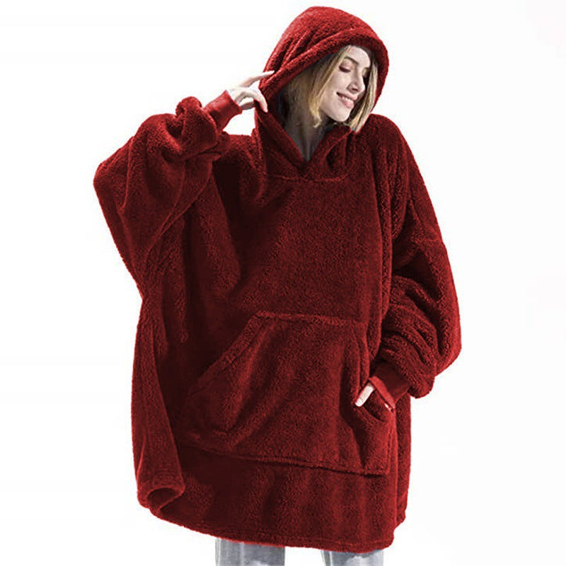 Ultra Soft Comfortable Loose Double sided Plush Hoodie Thickened and Wearable Blanket Couple Goals
