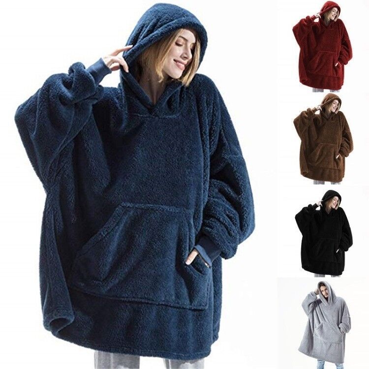 Ultra Soft Comfortable Loose Double sided Plush Hoodie Thickened and Wearable Blanket Couple Goals
