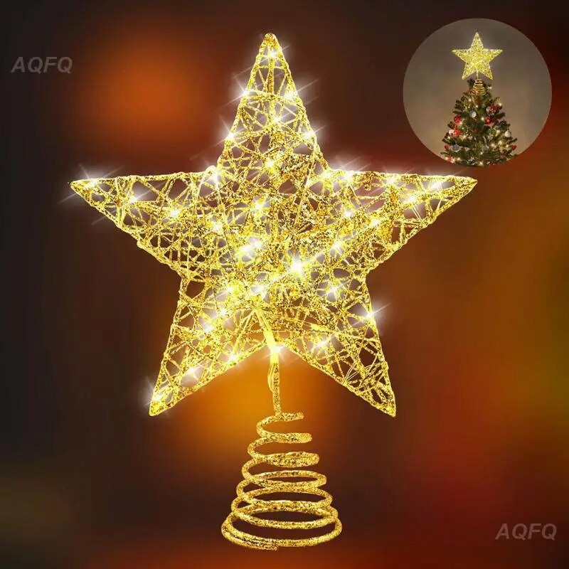 Gold Glitter Christmas Tree Toppers Star Xmas Tree Ornaments Various Colours