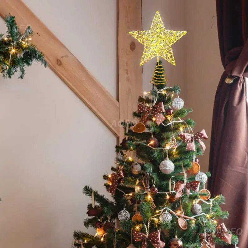 Gold Glitter Christmas Tree Toppers Star Xmas Tree Ornaments Various Colours