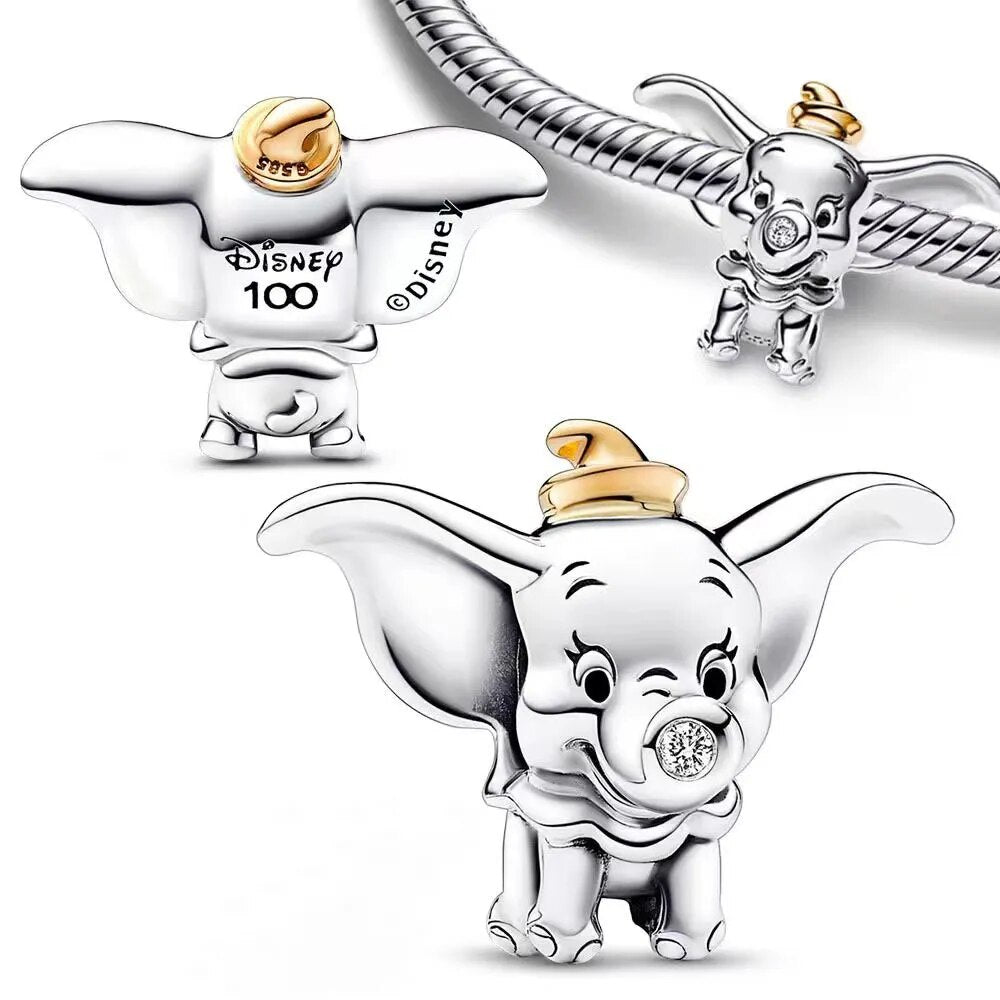 Disney 100 Anniversary Mickey Minnie Dumbo And More 100% 925 Sterling SILVER Charm Beads Dangle Charm fit Original Pandora Bracelet