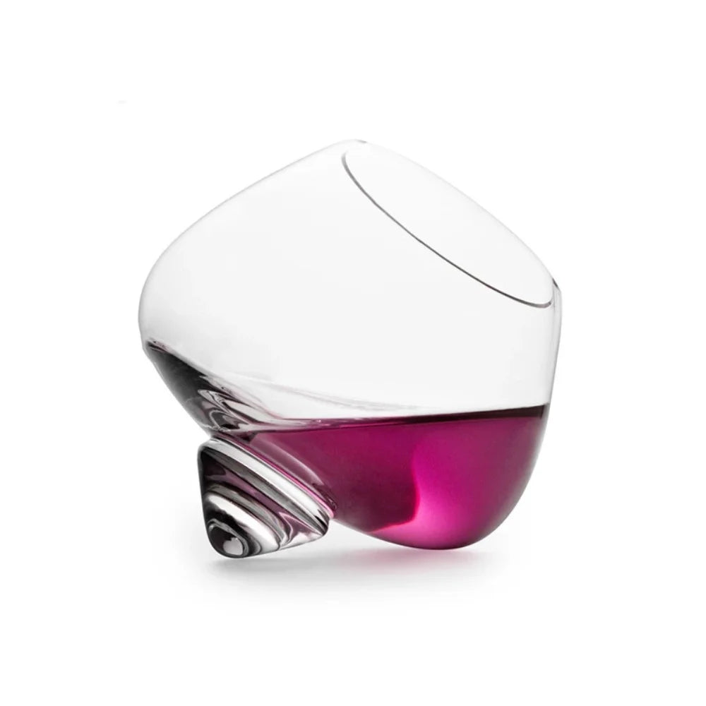 1Pc Irregular Whiskey Wine Glass Rotating High Belly Beer Whiskey Brandy Cocktail Drinking Wine Cup Tumbler Down Bar Glass