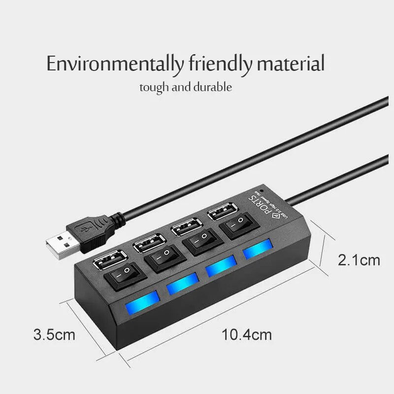 4/7 Port USB 2.0 Multi USB Splitter Hub USB Hub 2.0 Power Adapter Multiple Expander Switch 30CM Cable