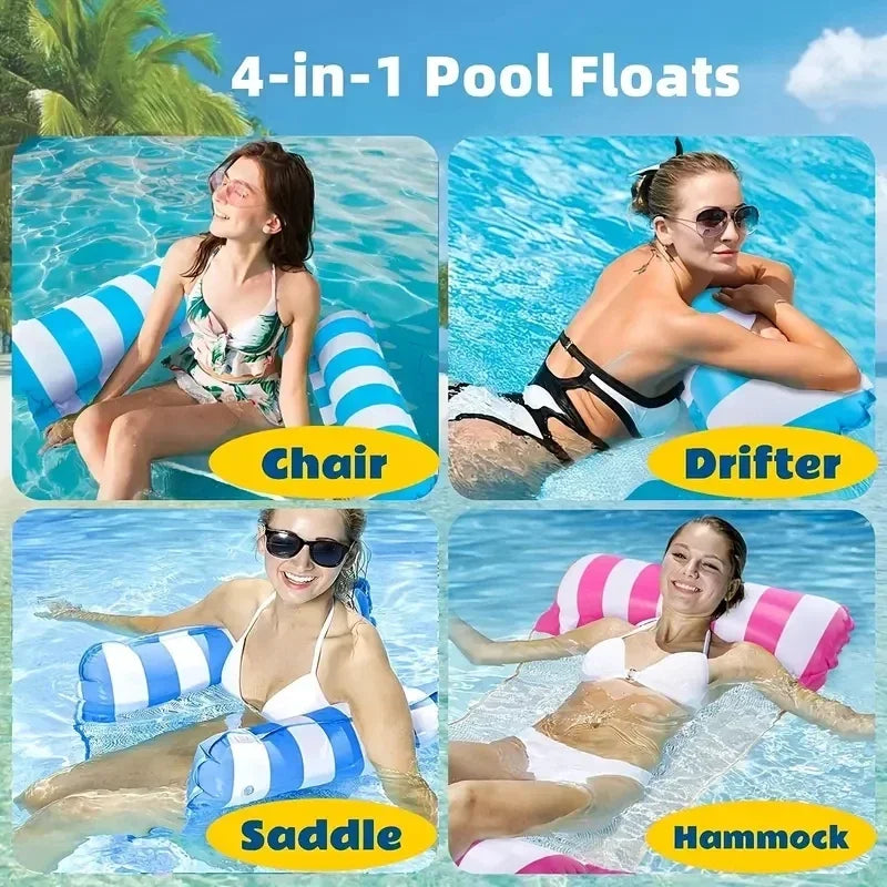 1PC Inflatable Float Hammock for Adults - Perfect Poolside Lounging! Enjoy Water Play This Summer with this Fun Water Sports Accessory.