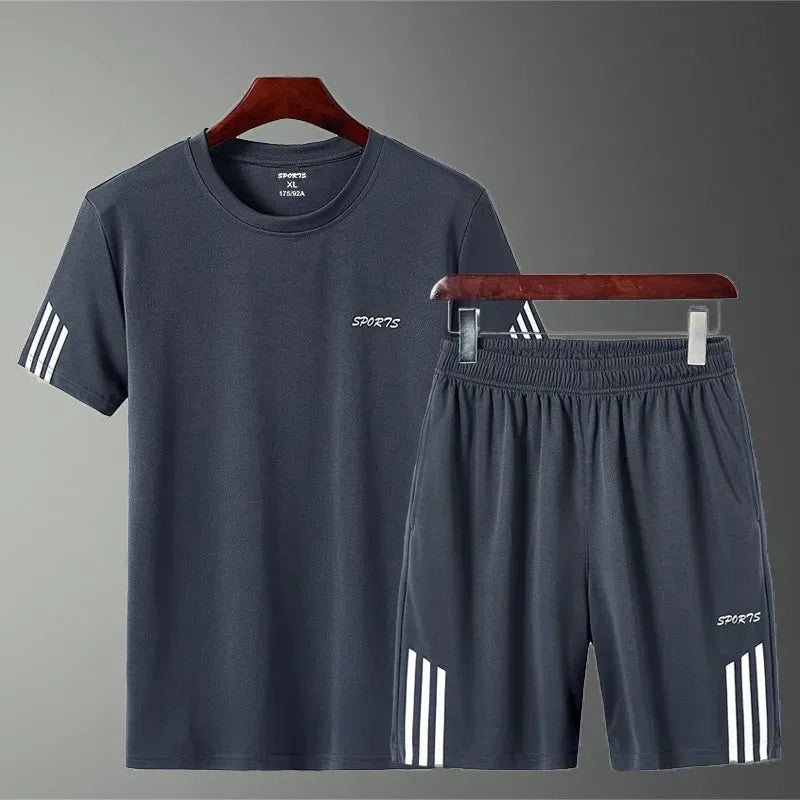 Men's Breathable Sports Casual T-Shirt And Shorts Set Various Colours