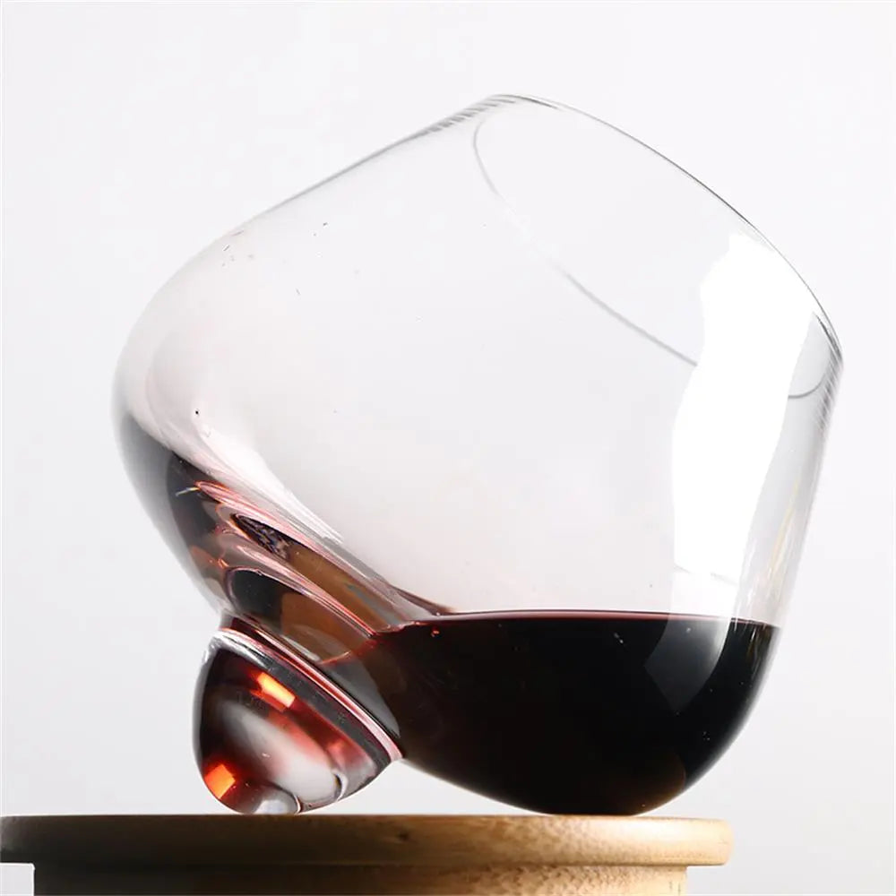 1Pc Irregular Whiskey Wine Glass Rotating High Belly Beer Whiskey Brandy Cocktail Drinking Wine Cup Tumbler Down Bar Glass