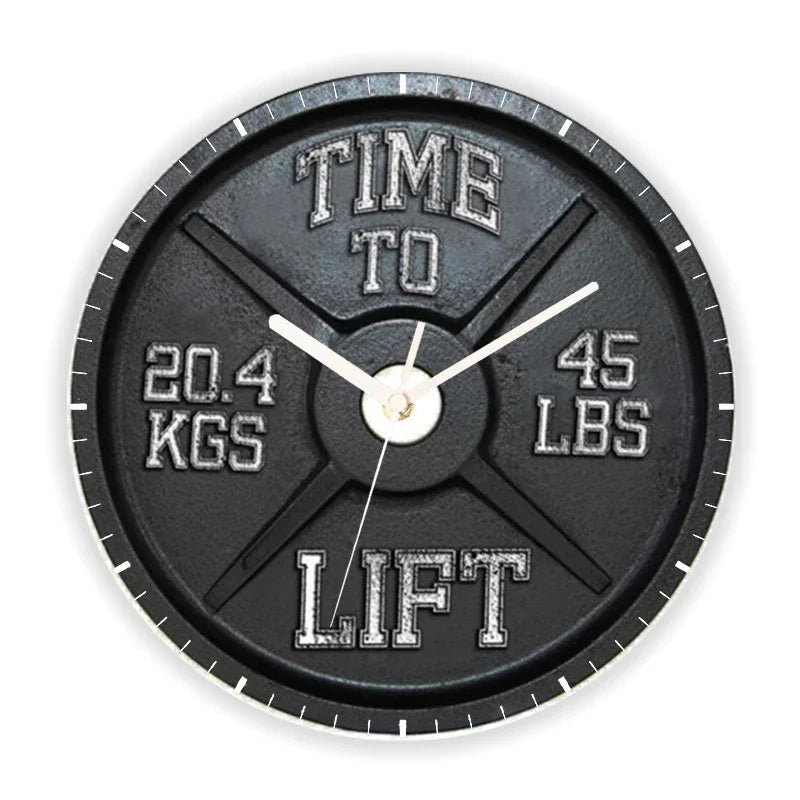 Time To Lift Barbell Plate Workout Wall Clock