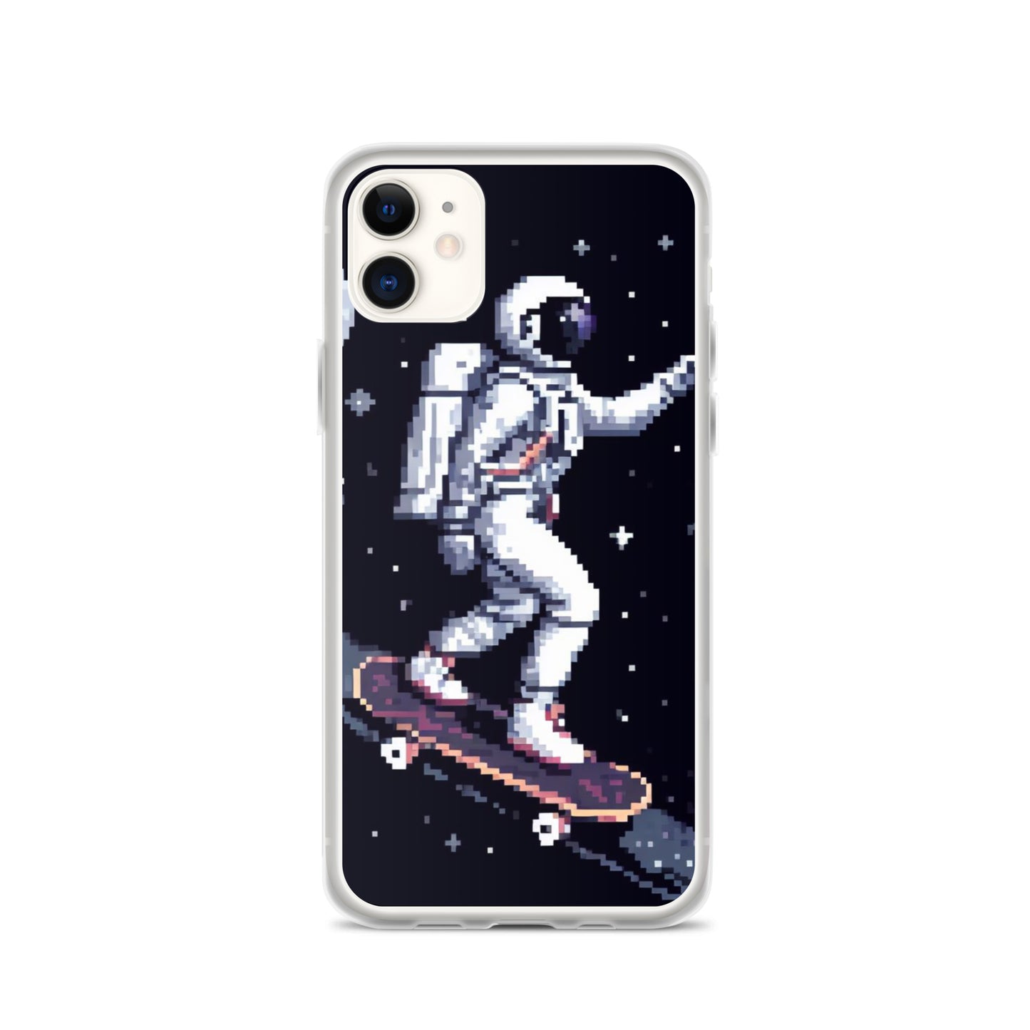 Astronaut Skating In Space Pixel Art Clear Case for iPhone®