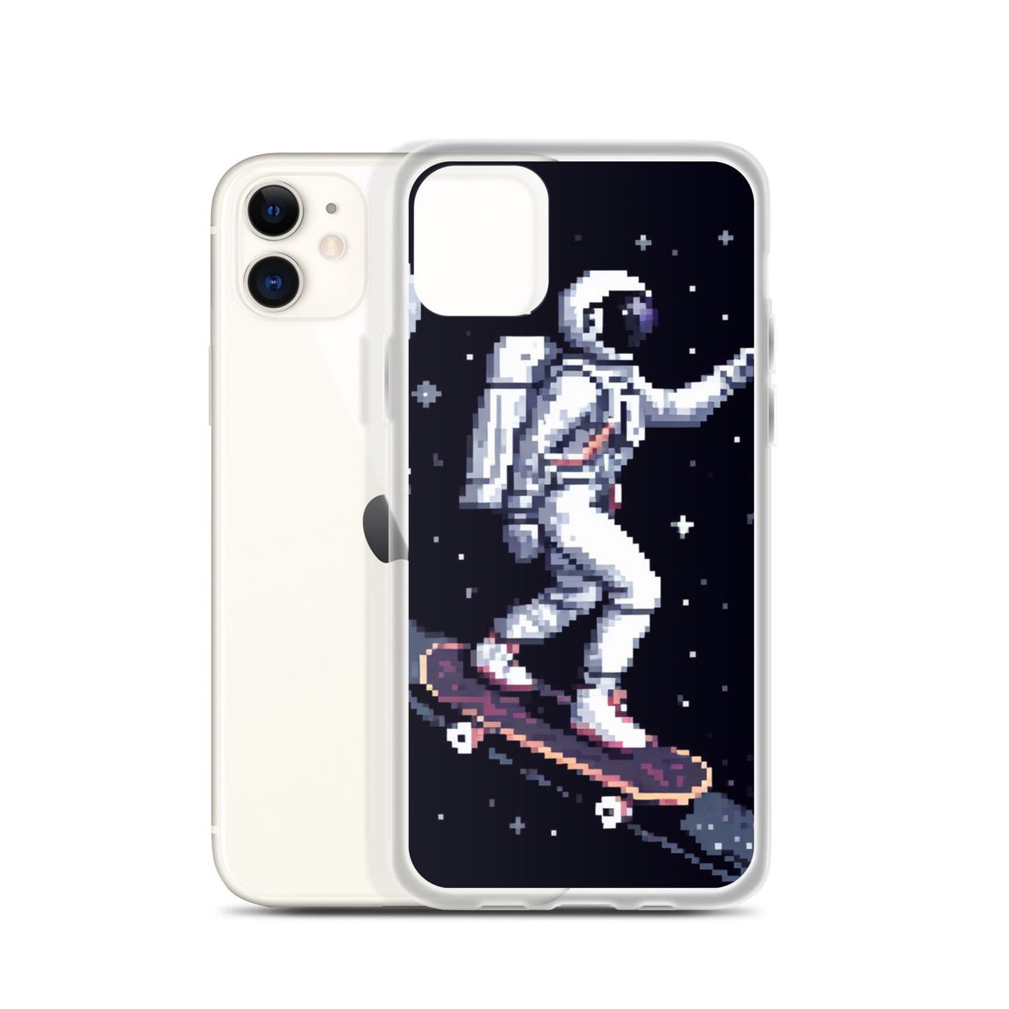 Astronaut Skating In Space Pixel Art Clear Case for iPhone®