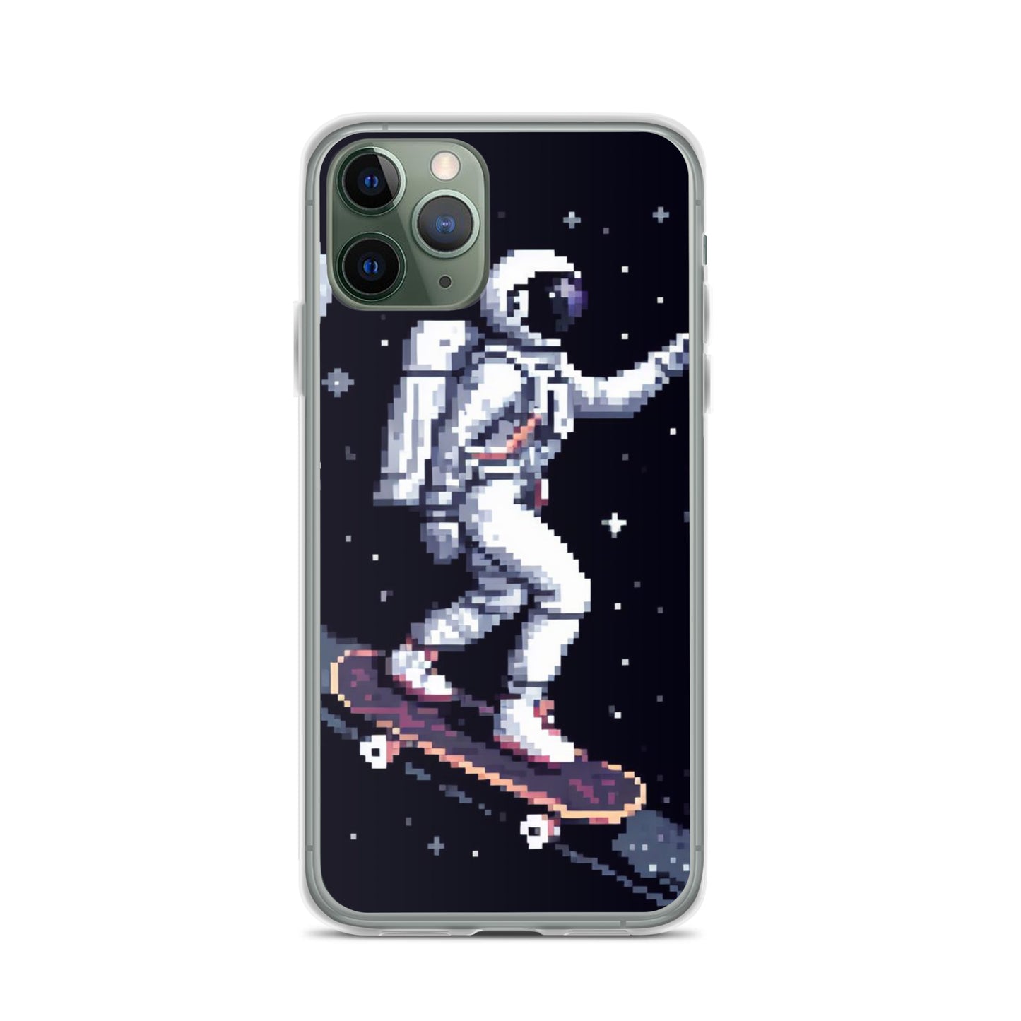 Astronaut Skating In Space Pixel Art Clear Case for iPhone®