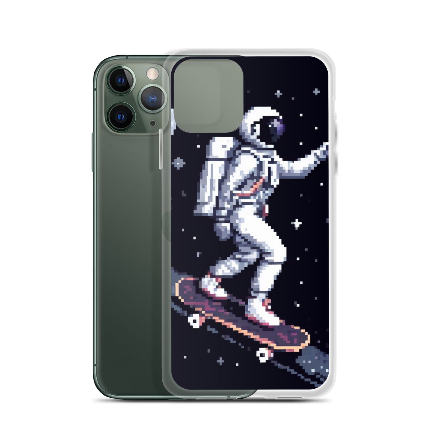 Astronaut Skating In Space Pixel Art Clear Case for iPhone®