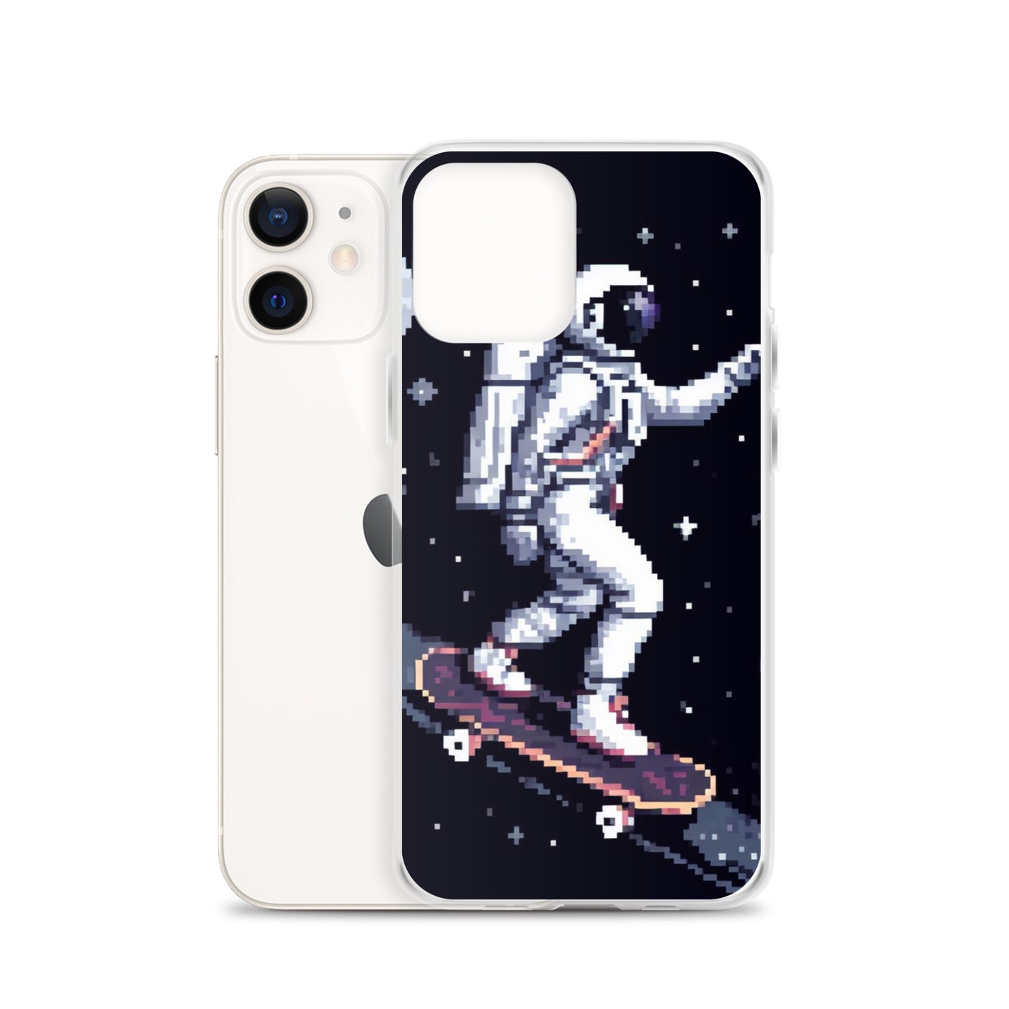 Astronaut Skating In Space Pixel Art Clear Case for iPhone®