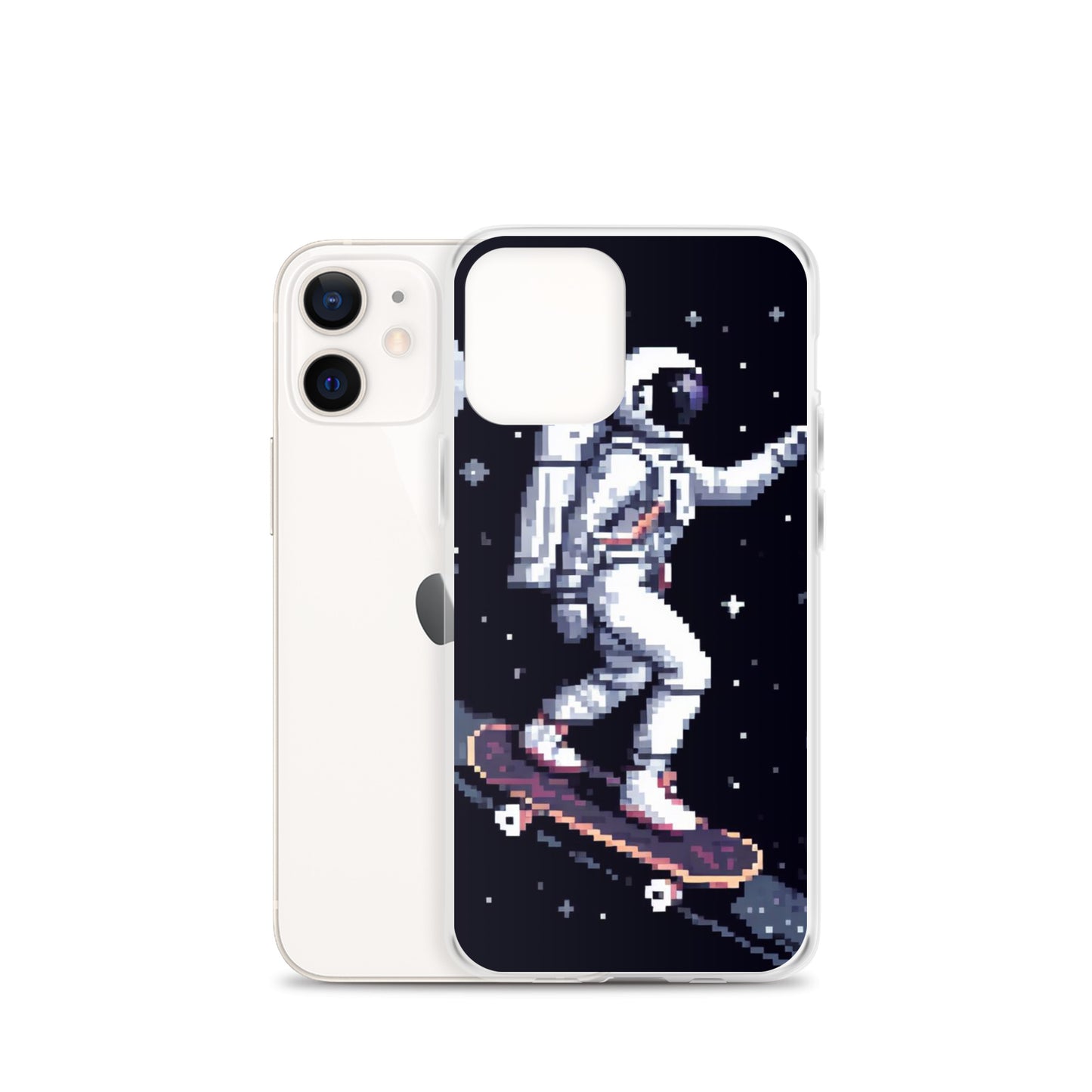Astronaut Skating In Space Pixel Art Clear Case for iPhone®