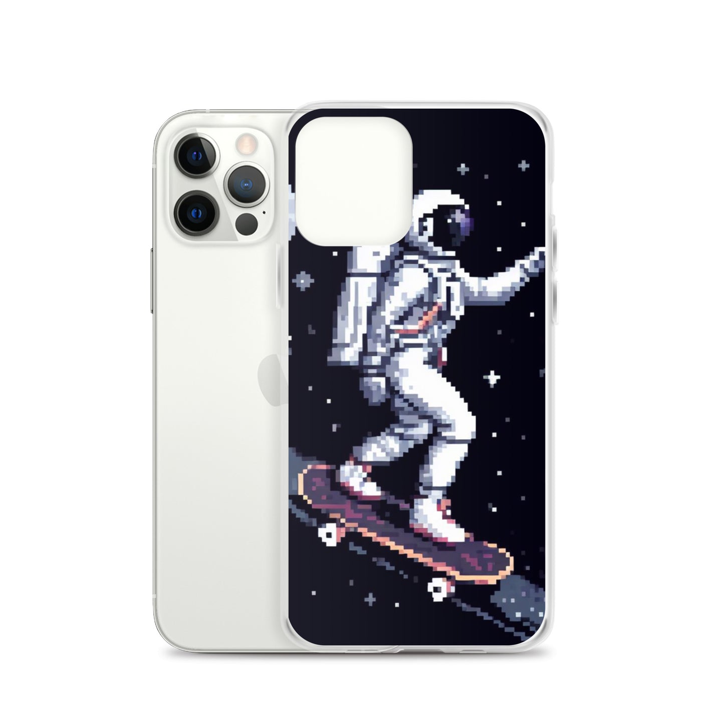 Astronaut Skating In Space Pixel Art Clear Case for iPhone®