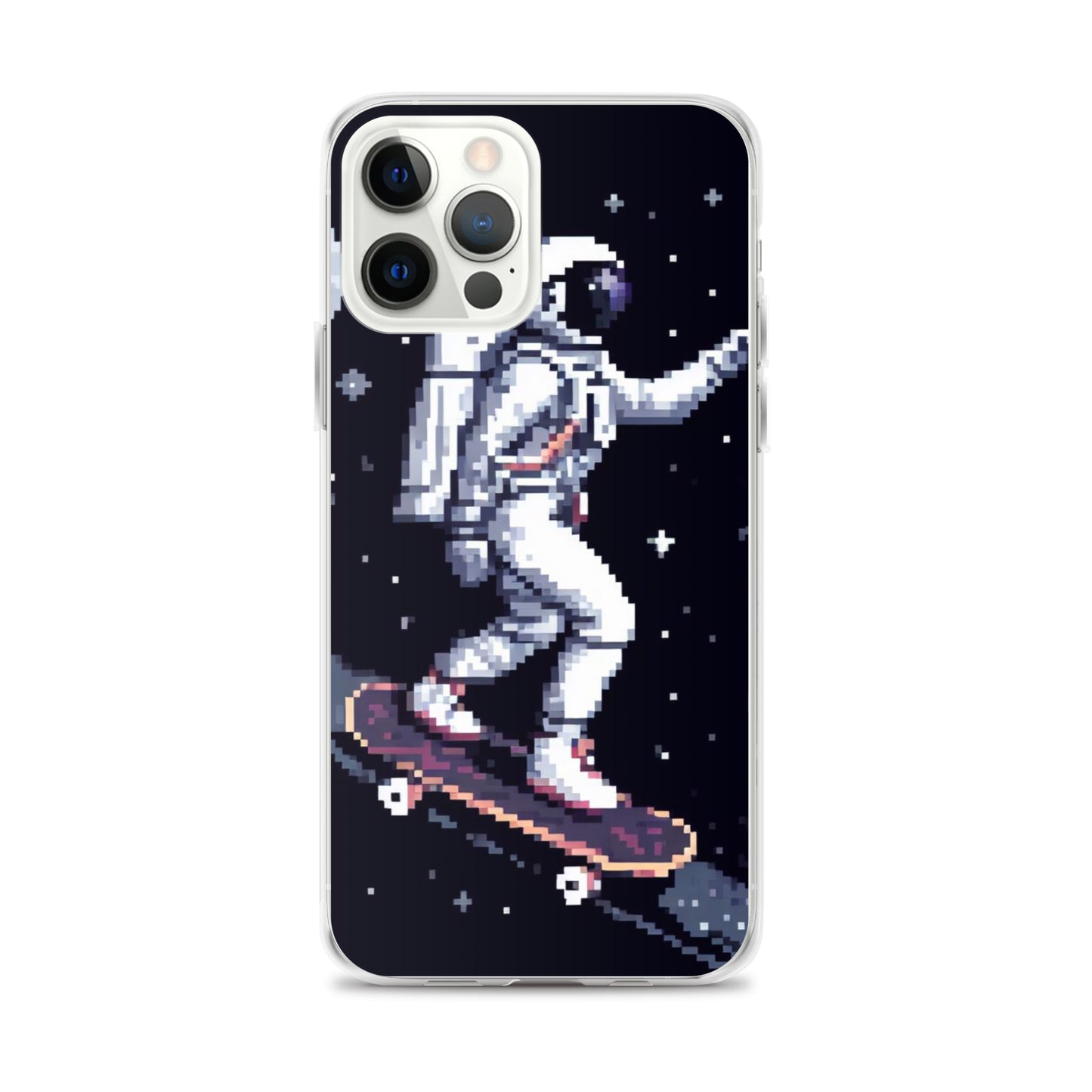 Astronaut Skating In Space Pixel Art Clear Case for iPhone®