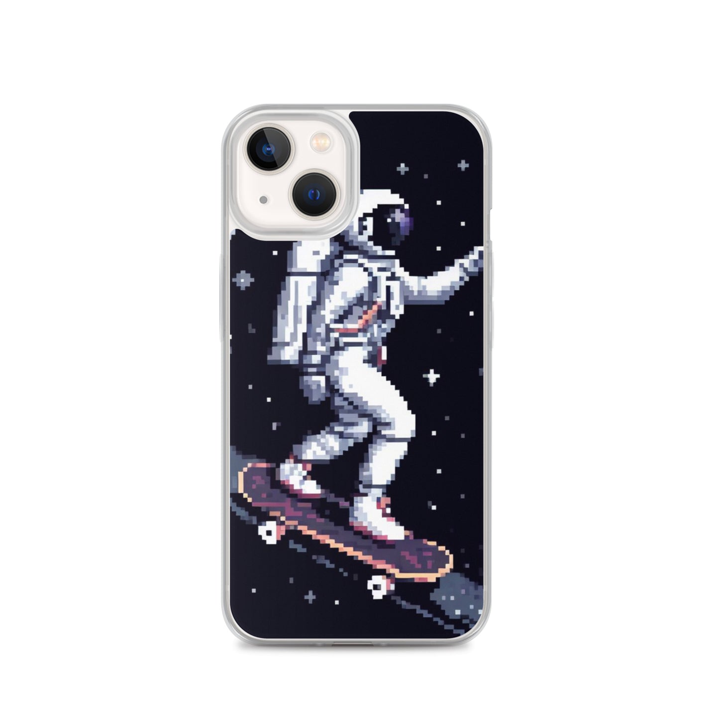 Astronaut Skating In Space Pixel Art Clear Case for iPhone®