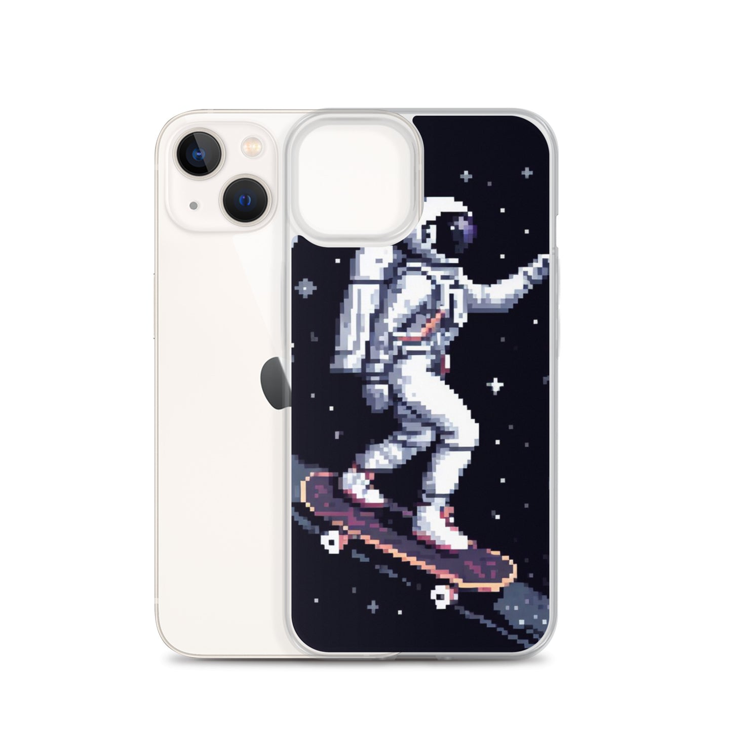 Astronaut Skating In Space Pixel Art Clear Case for iPhone®