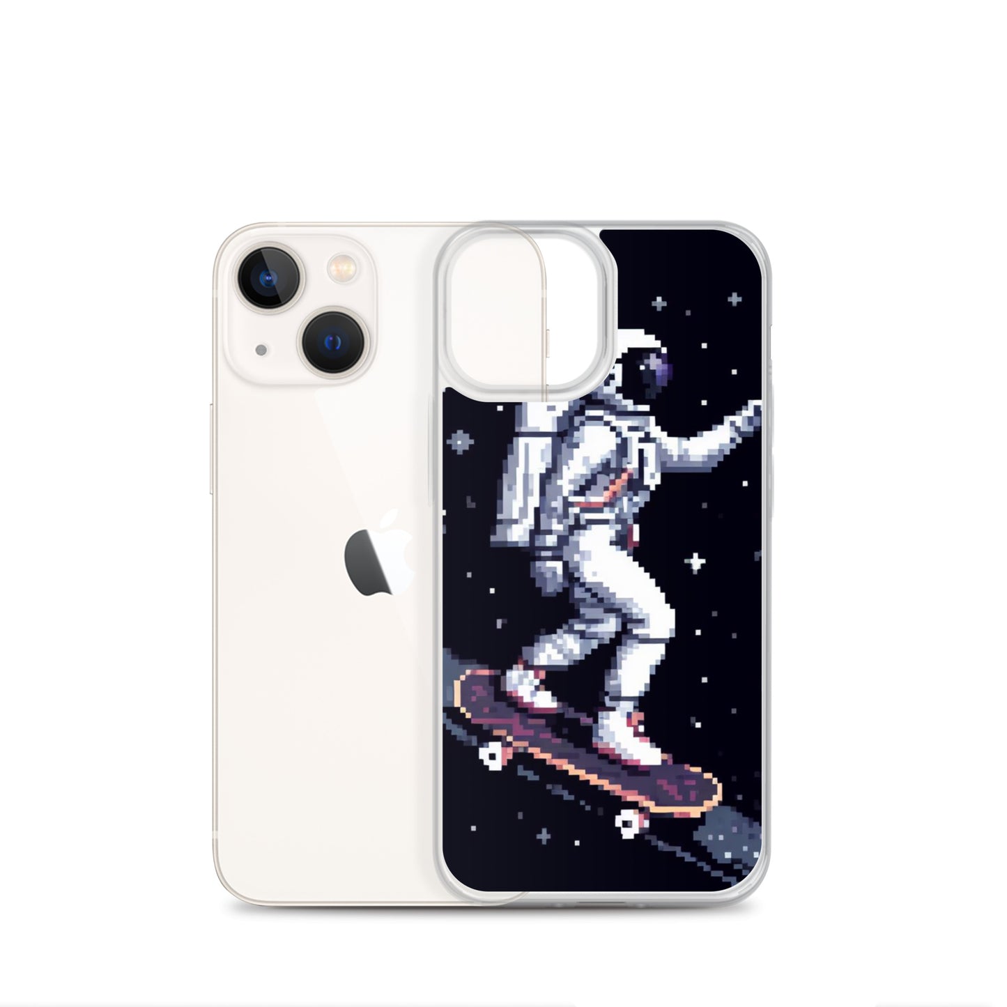 Astronaut Skating In Space Pixel Art Clear Case for iPhone®