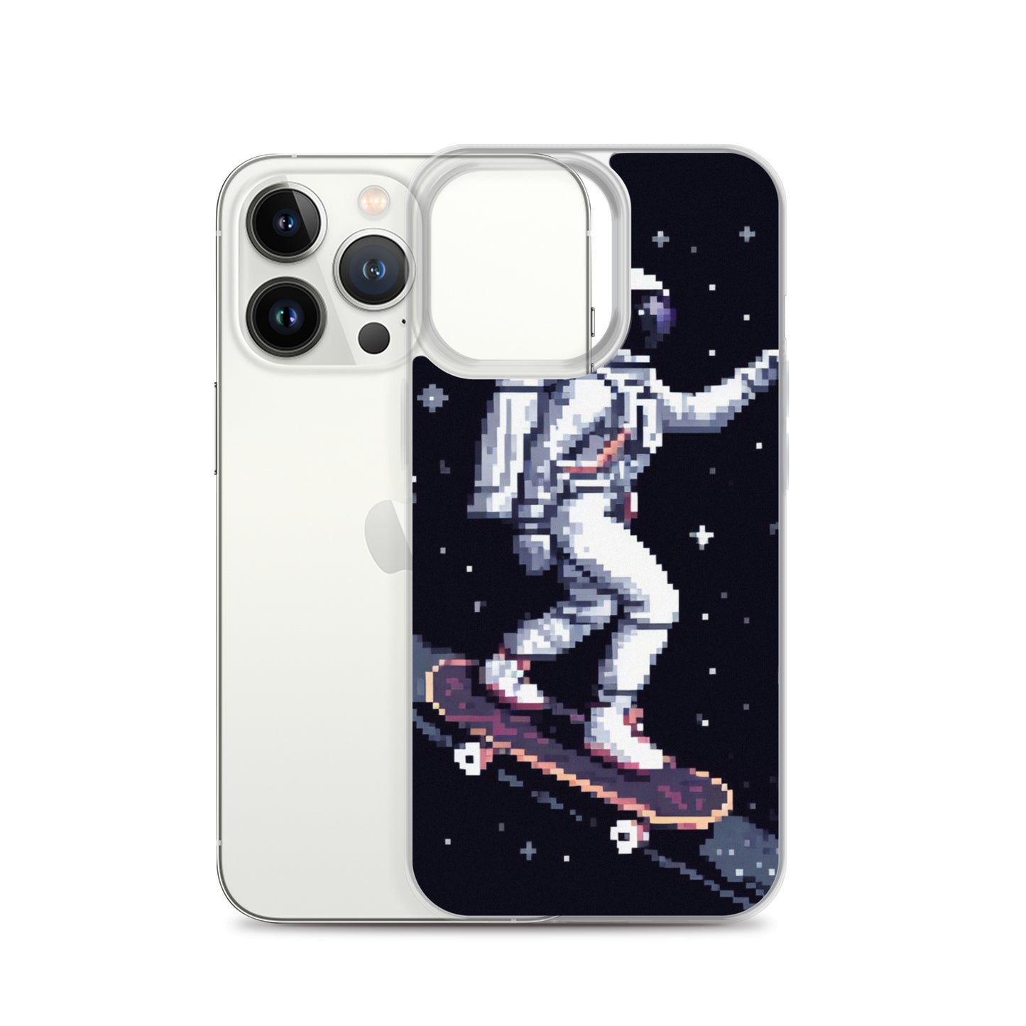Astronaut Skating In Space Pixel Art Clear Case for iPhone®