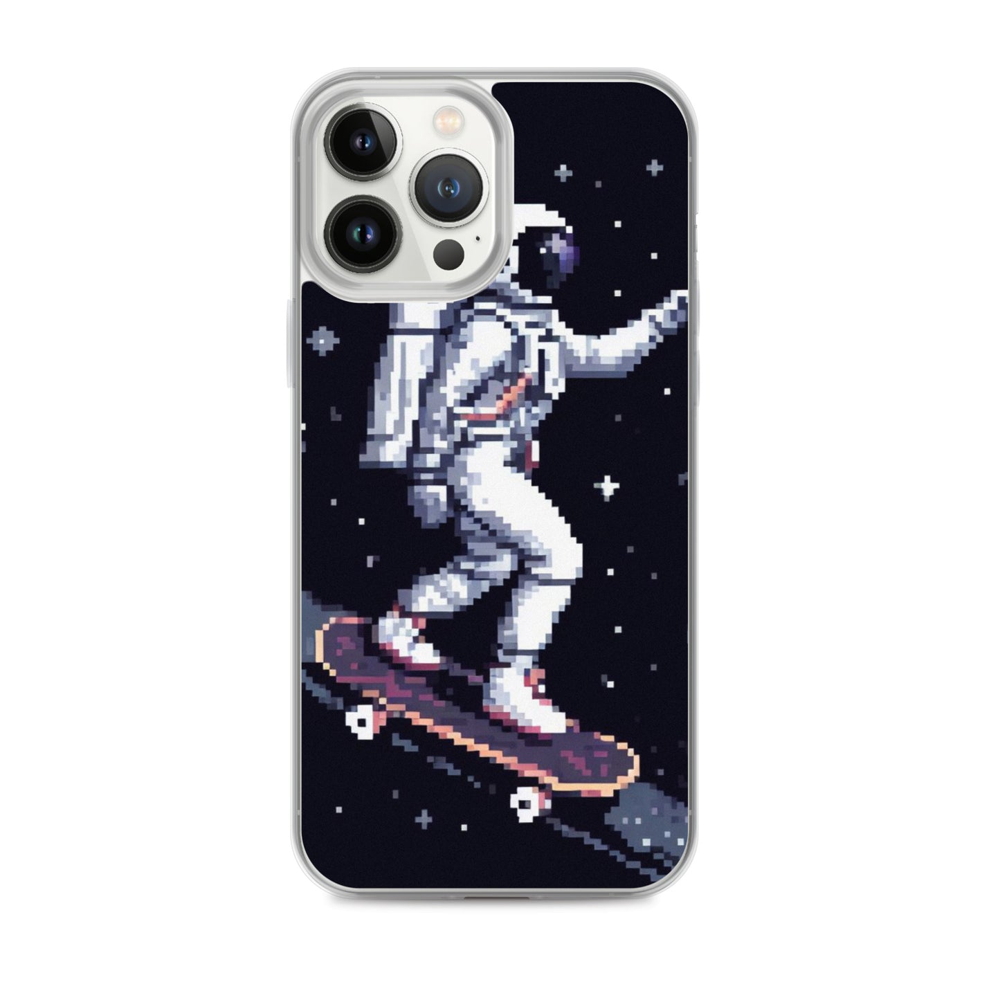 Astronaut Skating In Space Pixel Art Clear Case for iPhone®