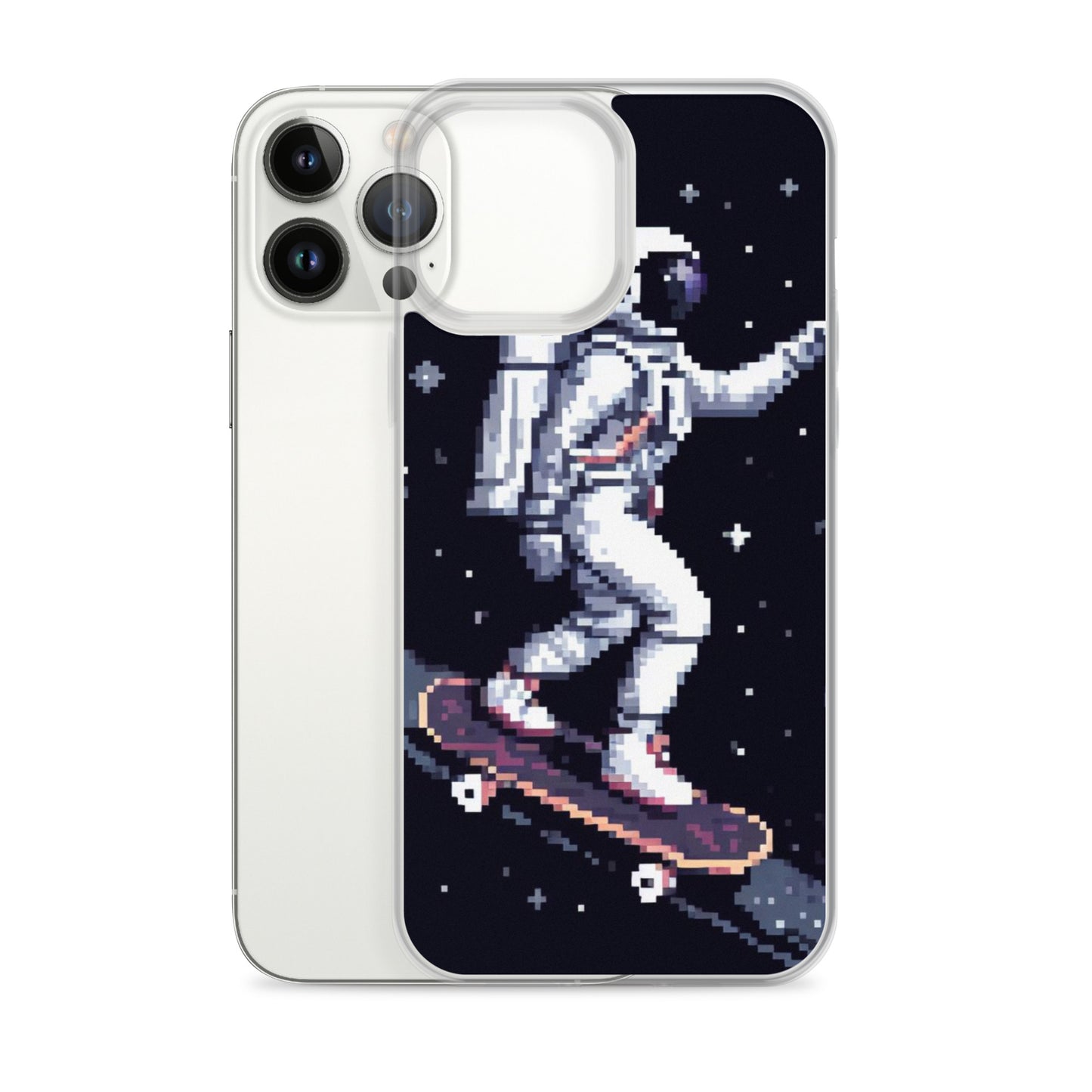 Astronaut Skating In Space Pixel Art Clear Case for iPhone®