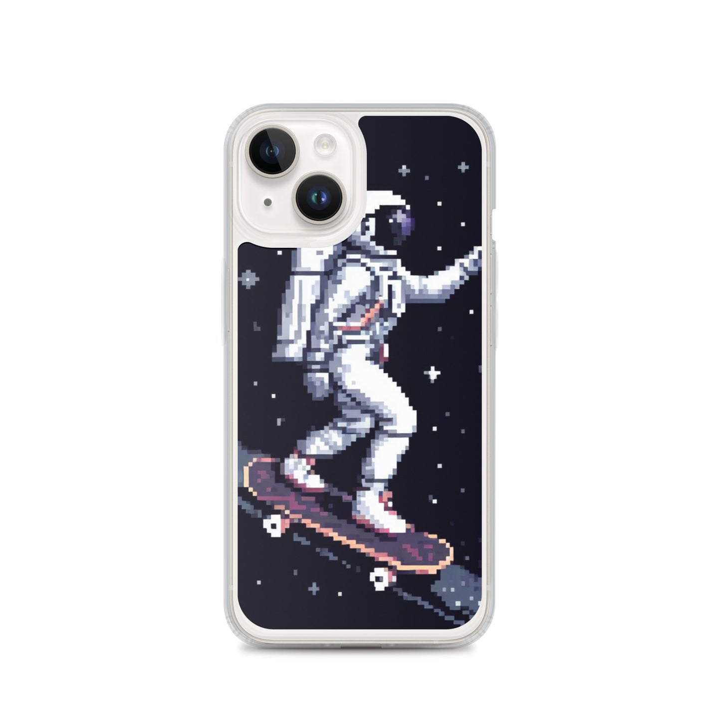 Astronaut Skating In Space Pixel Art Clear Case for iPhone®