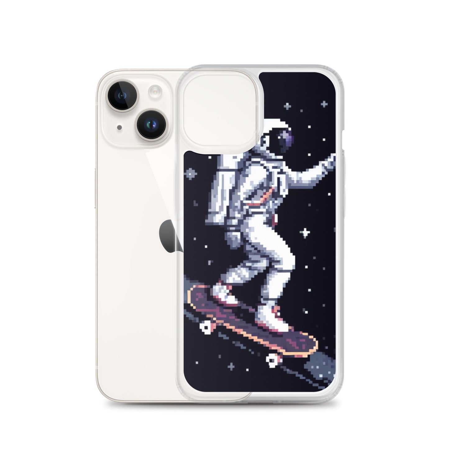 Astronaut Skating In Space Pixel Art Clear Case for iPhone®
