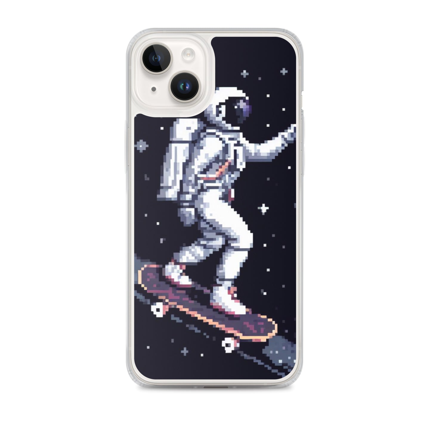 Astronaut Skating In Space Pixel Art Clear Case for iPhone®