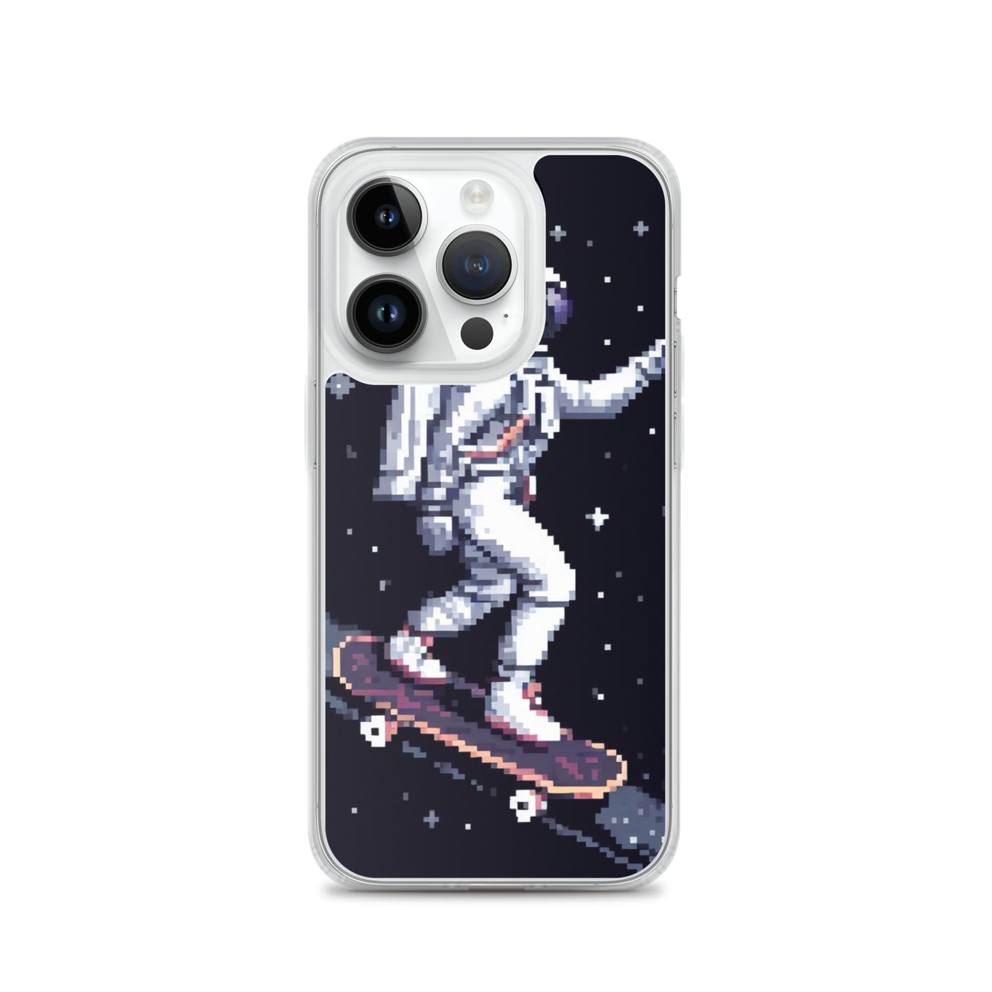 Astronaut Skating In Space Pixel Art Clear Case for iPhone®