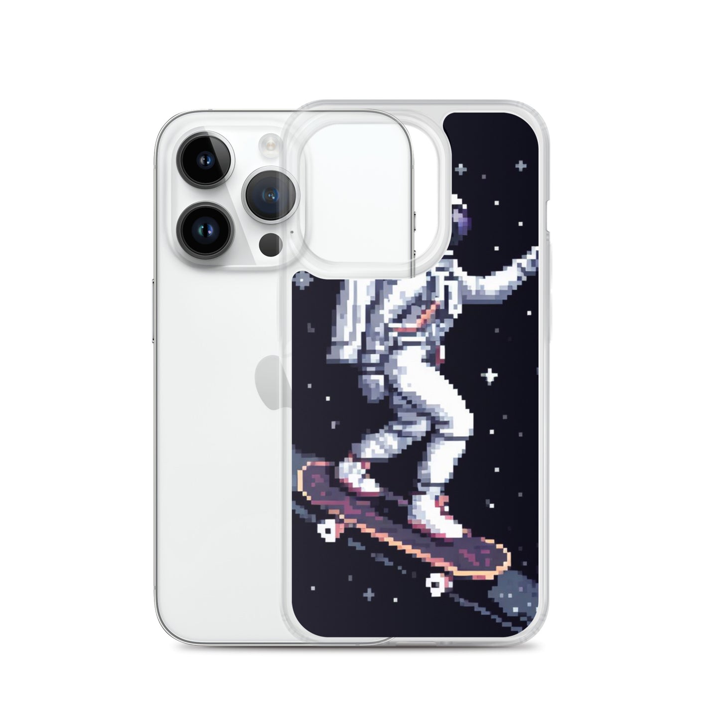 Astronaut Skating In Space Pixel Art Clear Case for iPhone®
