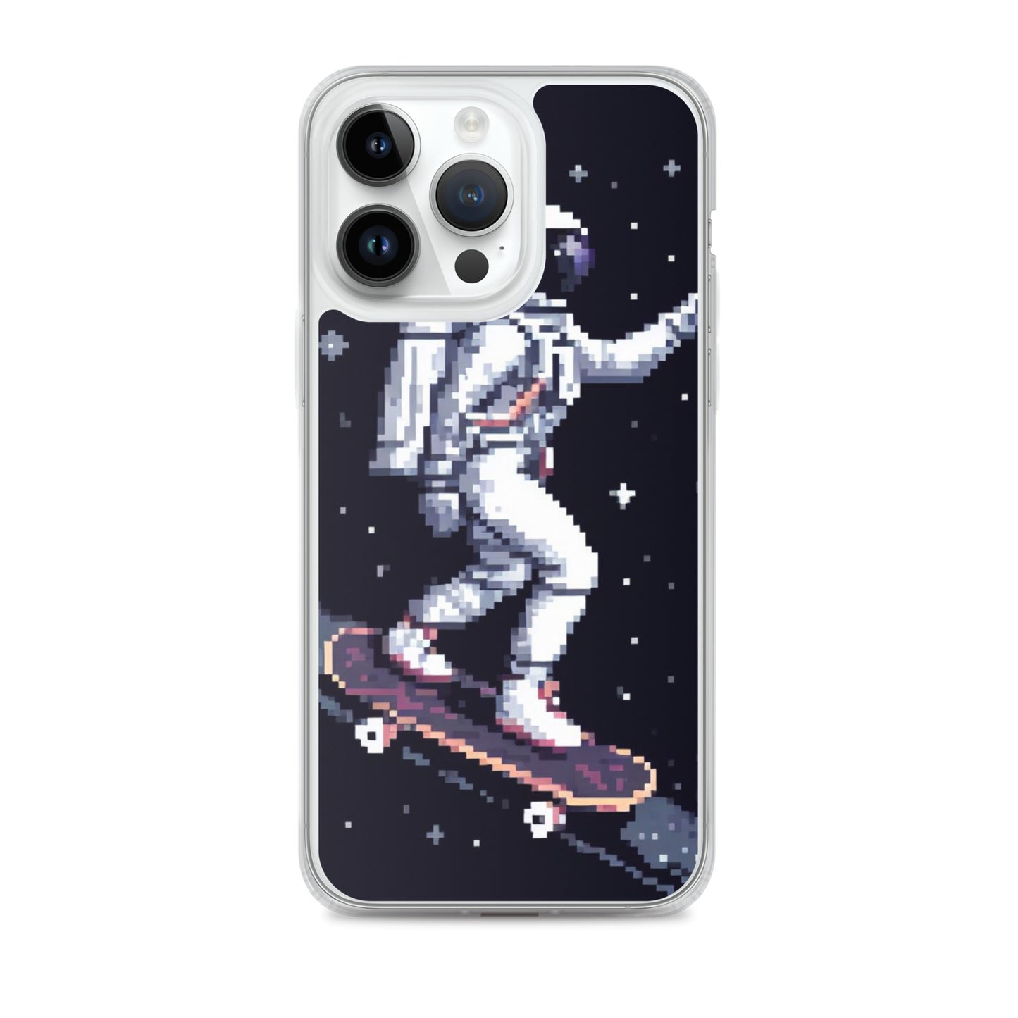 Astronaut Skating In Space Pixel Art Clear Case for iPhone®