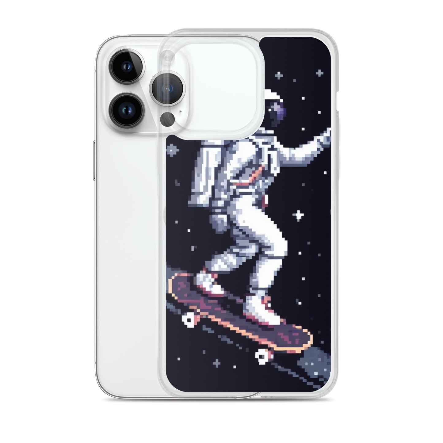 Astronaut Skating In Space Pixel Art Clear Case for iPhone®