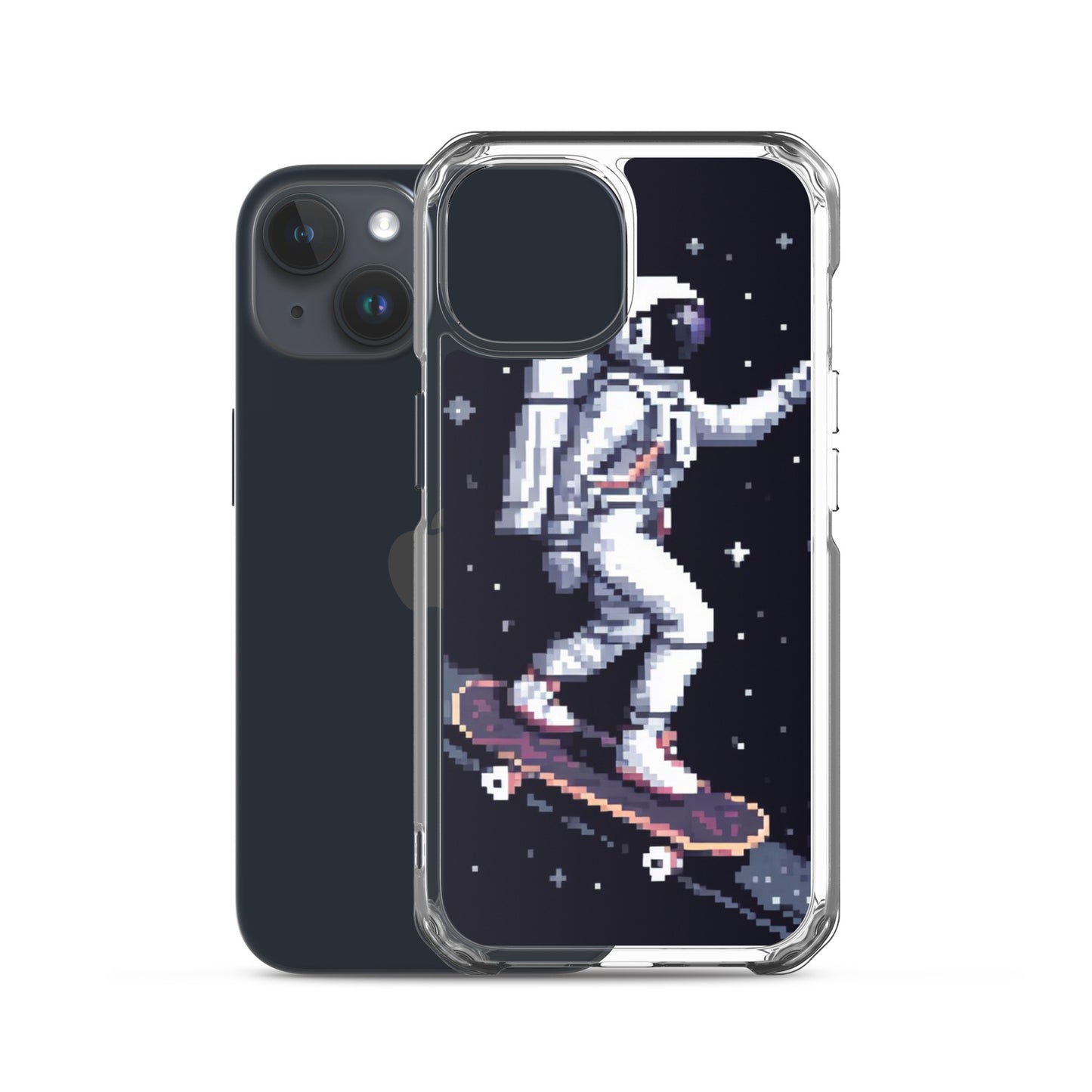 Astronaut Skating In Space Pixel Art Clear Case for iPhone®