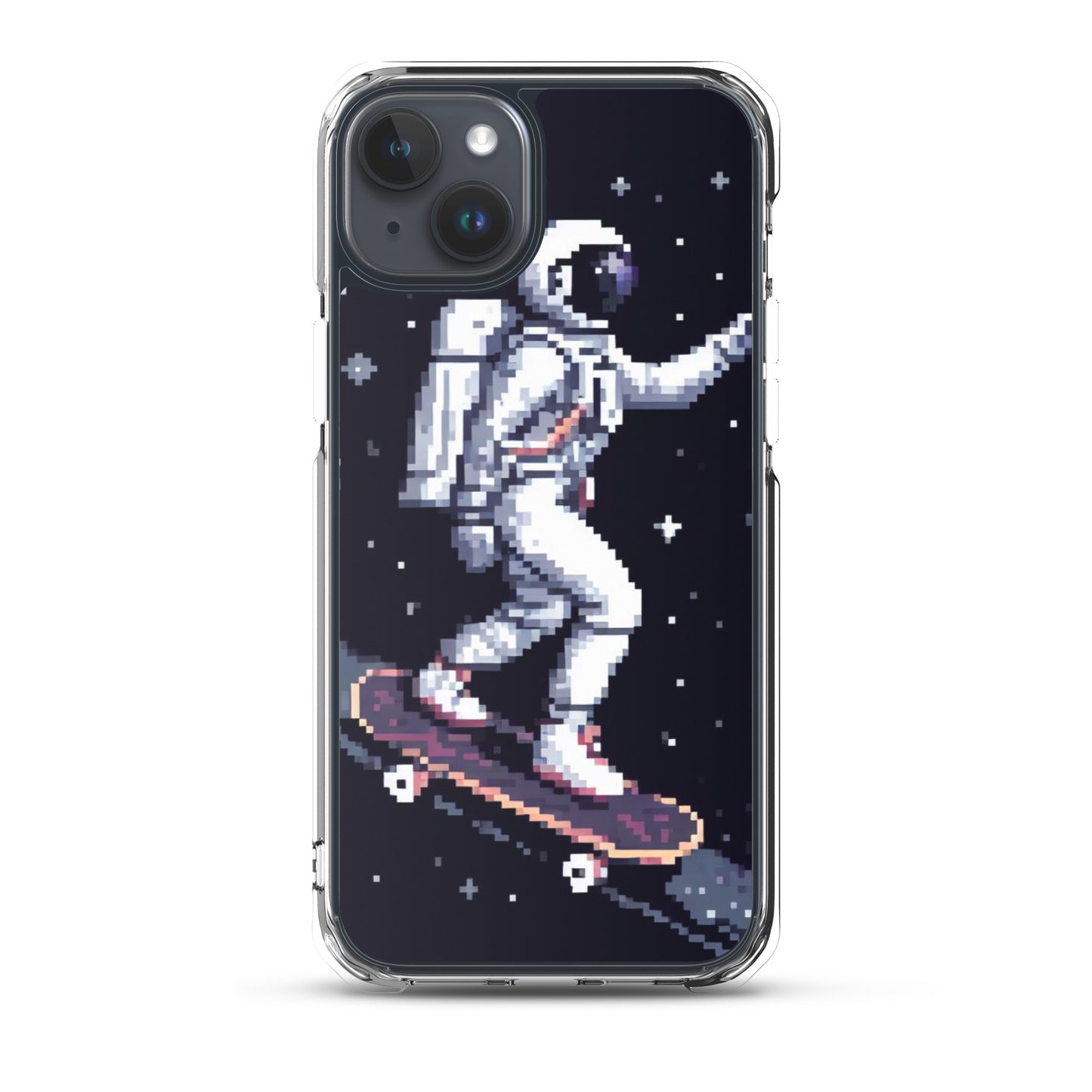 Astronaut Skating In Space Pixel Art Clear Case for iPhone®
