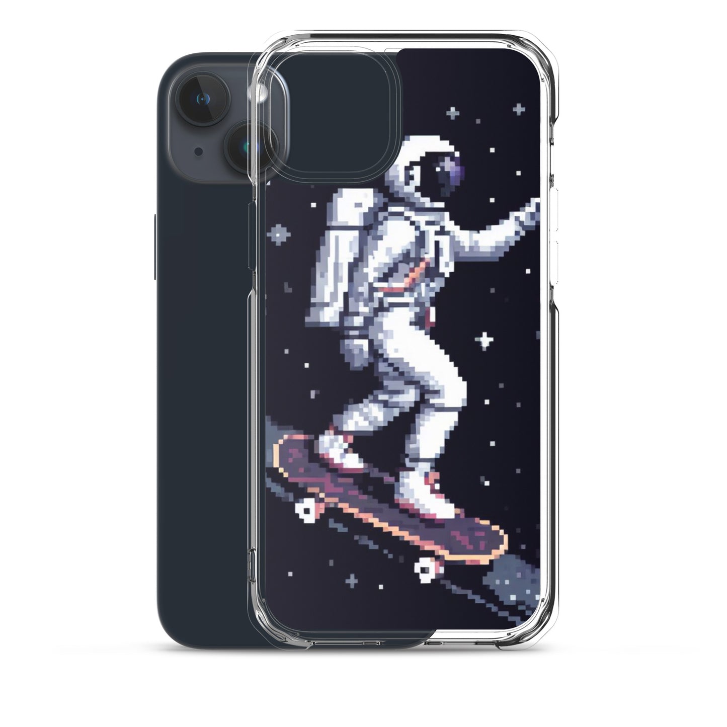 Astronaut Skating In Space Pixel Art Clear Case for iPhone®