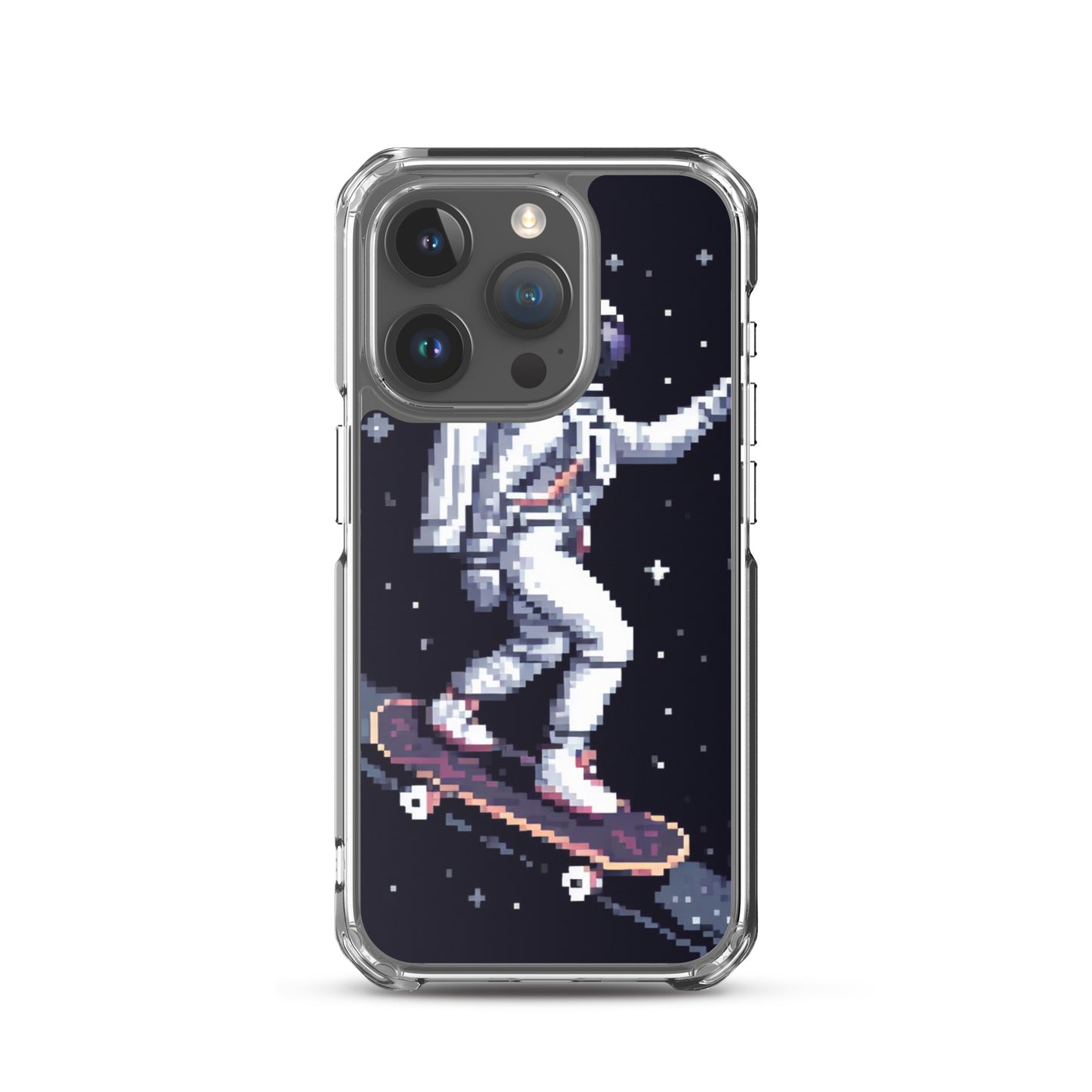 Astronaut Skating In Space Pixel Art Clear Case for iPhone®