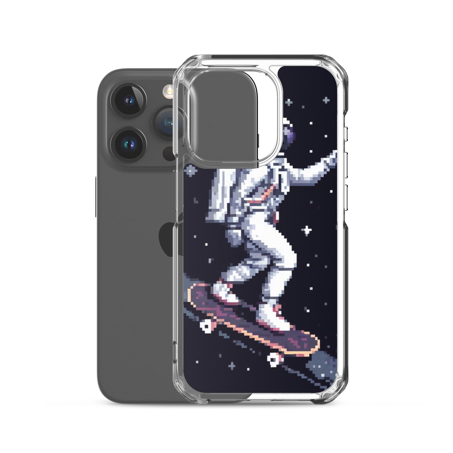 Astronaut Skating In Space Pixel Art Clear Case for iPhone®