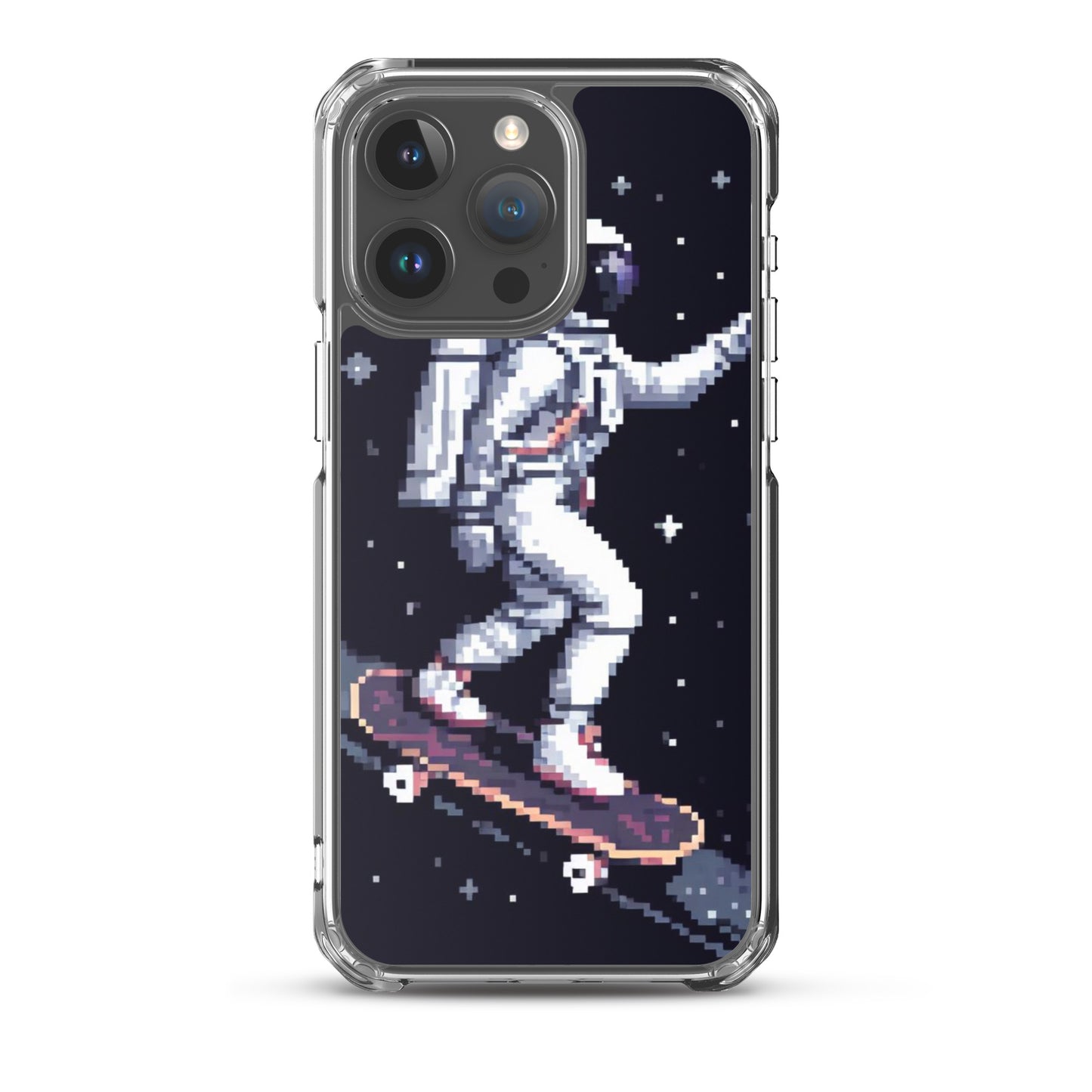 Astronaut Skating In Space Pixel Art Clear Case for iPhone®