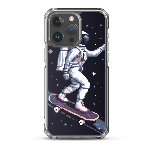 Astronaut Skating In Space Pixel Art Clear Case for iPhone®