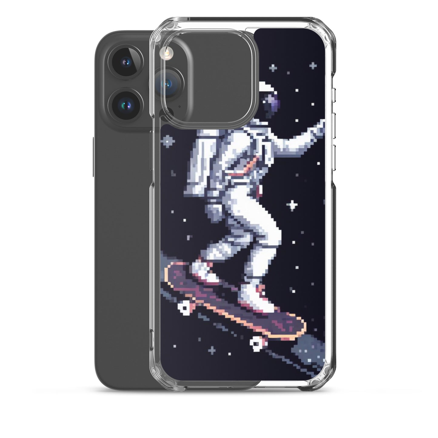 Astronaut Skating In Space Pixel Art Clear Case for iPhone®