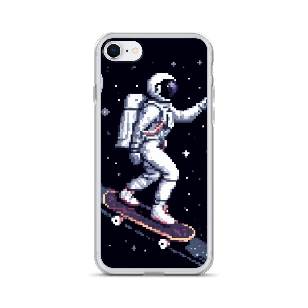 Astronaut Skating In Space Pixel Art Clear Case for iPhone®