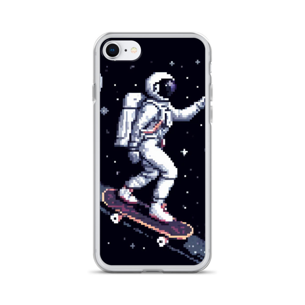 Astronaut Skating In Space Pixel Art Clear Case for iPhone®