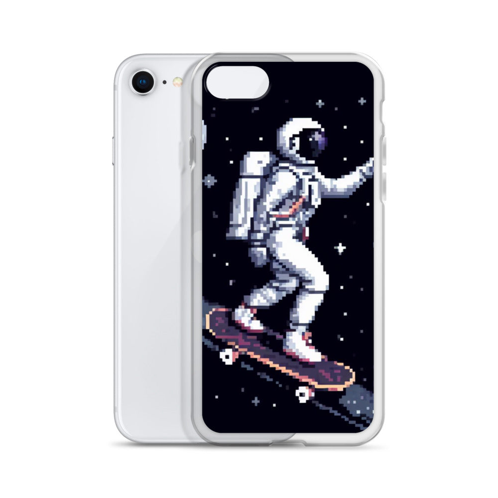 Astronaut Skating In Space Pixel Art Clear Case for iPhone®