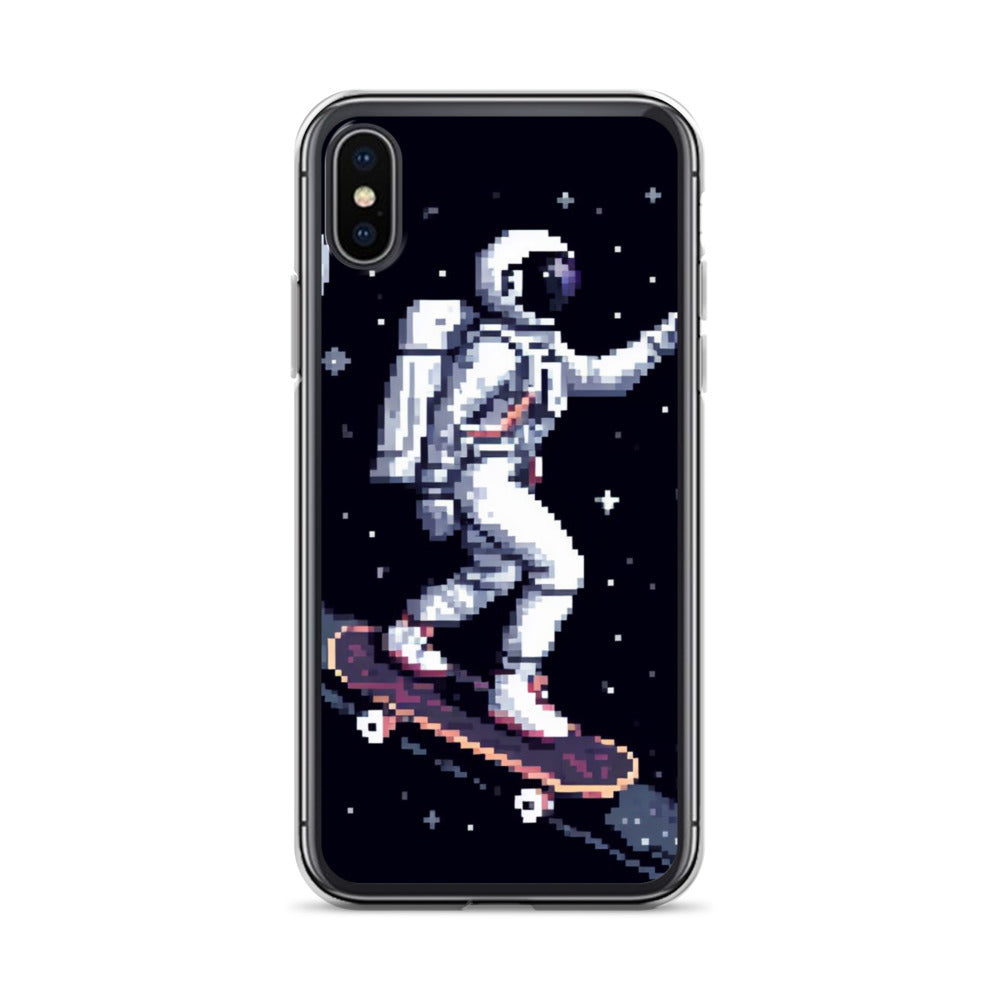 Astronaut Skating In Space Pixel Art Clear Case for iPhone®