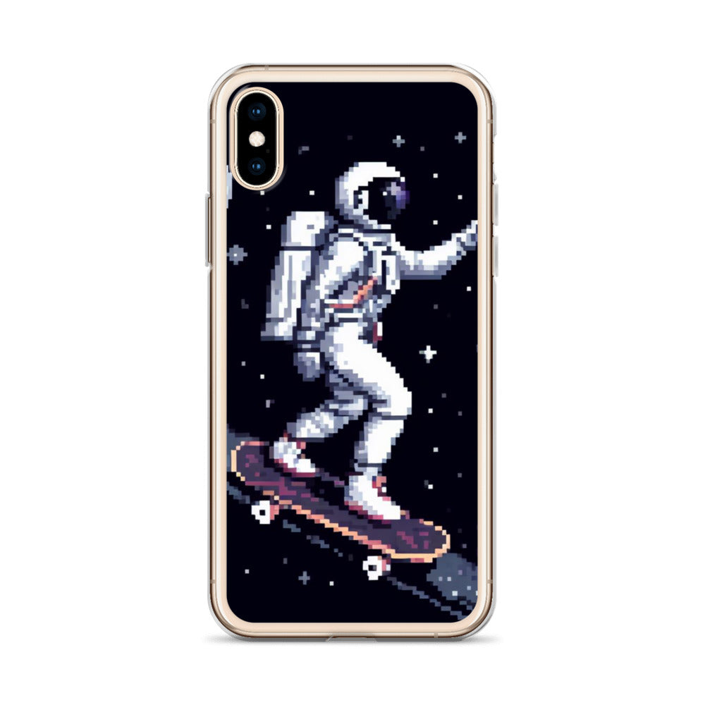 Astronaut Skating In Space Pixel Art Clear Case for iPhone®
