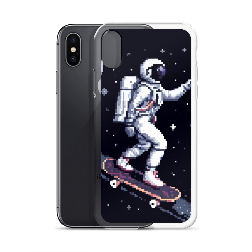 Astronaut Skating In Space Pixel Art Clear Case for iPhone®