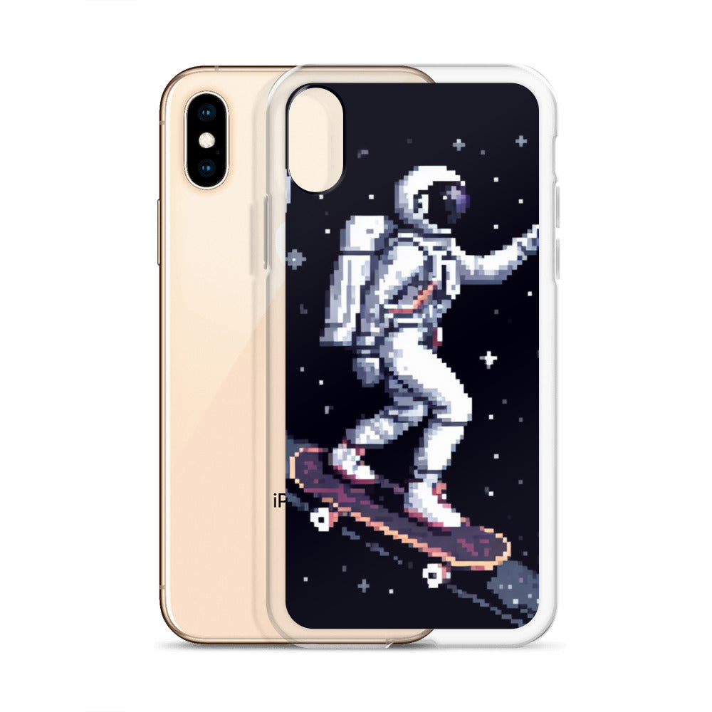 Astronaut Skating In Space Pixel Art Clear Case for iPhone®