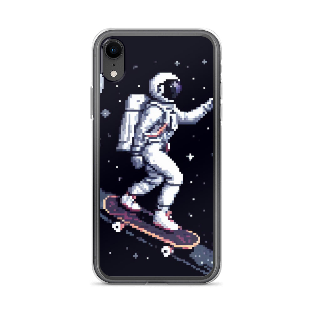 Astronaut Skating In Space Pixel Art Clear Case for iPhone®