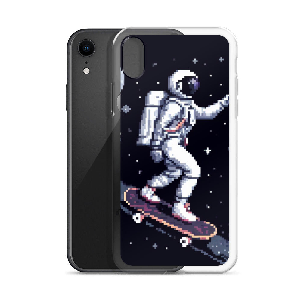 Astronaut Skating In Space Pixel Art Clear Case for iPhone®